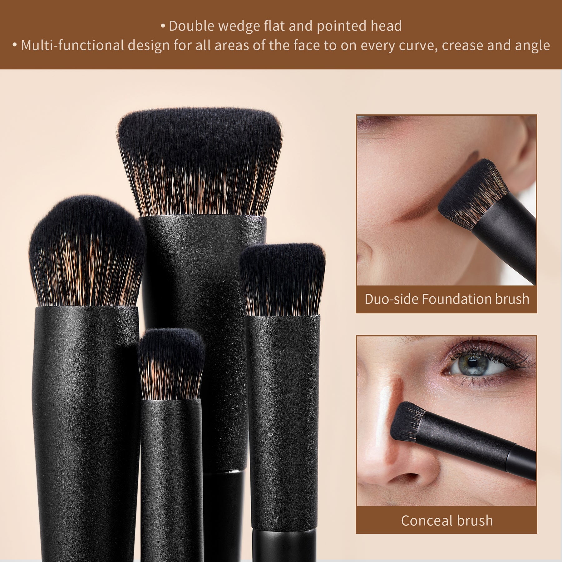 Jessup 14Pcs Synthetic Makeup Brush Set for Foundation, Eyeshadow, Contour, Concealer, Powder, Eyeliner, Crease, Eyebrow, Blending, Black T336