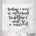 thumbnail image 1 of Im Mermaid Tapestry, Being Cool with Who You Are Happy Advocate Self Esteem Promoting Expression, Fabric Wall Hanging Decor for Bedroom Living Room Dorm, 5 Sizes, Black White, by Ambesonne, 1 of 1