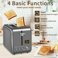 thumbnail image 3 of Toaster 2 Slice,Stainless Steel,LCD Display,7 Bread Shade Settings,1.4" Wide Slots,4-in-1 Functions,Removable Crumb Tray,900W,Dark silver, 3 of 5