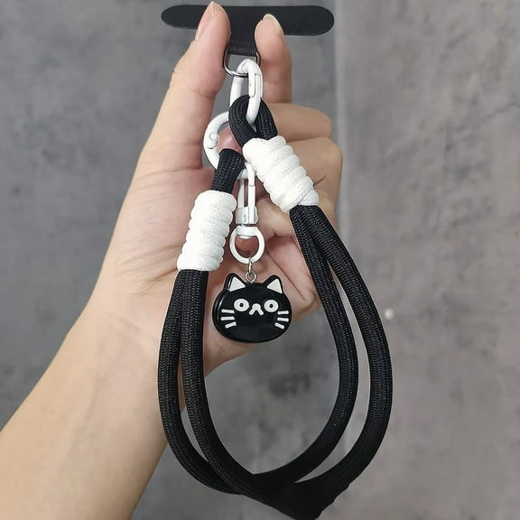 Cell Phone Lanyard Wrist Strap,Key Lanyard for Women,Phone Bracelet Strap,Phone Charms Strap,Camera Wrist Strap,Black and White，Cat Charms