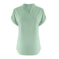 thumbnail image 4 of QIJUNTUO Women's Breathable Cotton-Linen V-Neck Casual Summer T-Shirt With Soft Stretch For Multi-Occasion Wear Mint Green, 4 of 6