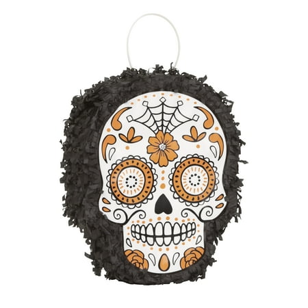 Mini Day of the Dead Sugar Skull Halloween Pinata, 8in x 6.25in
