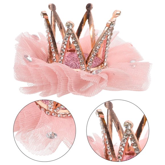 Minkissy 1Pack Toddler Crowns and Tiaras Rhinestone Hair Decoration for toddlers Outing Deep Pink