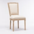 thumbnail image 4 of Hassch French Country Dining Chairs Set of 2, Upholstered Side Chairs with Solid Wood Frame, Cream Linen Square Backrest and Padded Seat, Easy to Assemble, 4 of 9