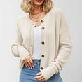 thumbnail image 3 of Cardigan Sweaters for Women Long Sleeve Button Round Neck Loose Fit Knitted Sweater Jacket Womens Cardigan Sweaters, 3 of 6