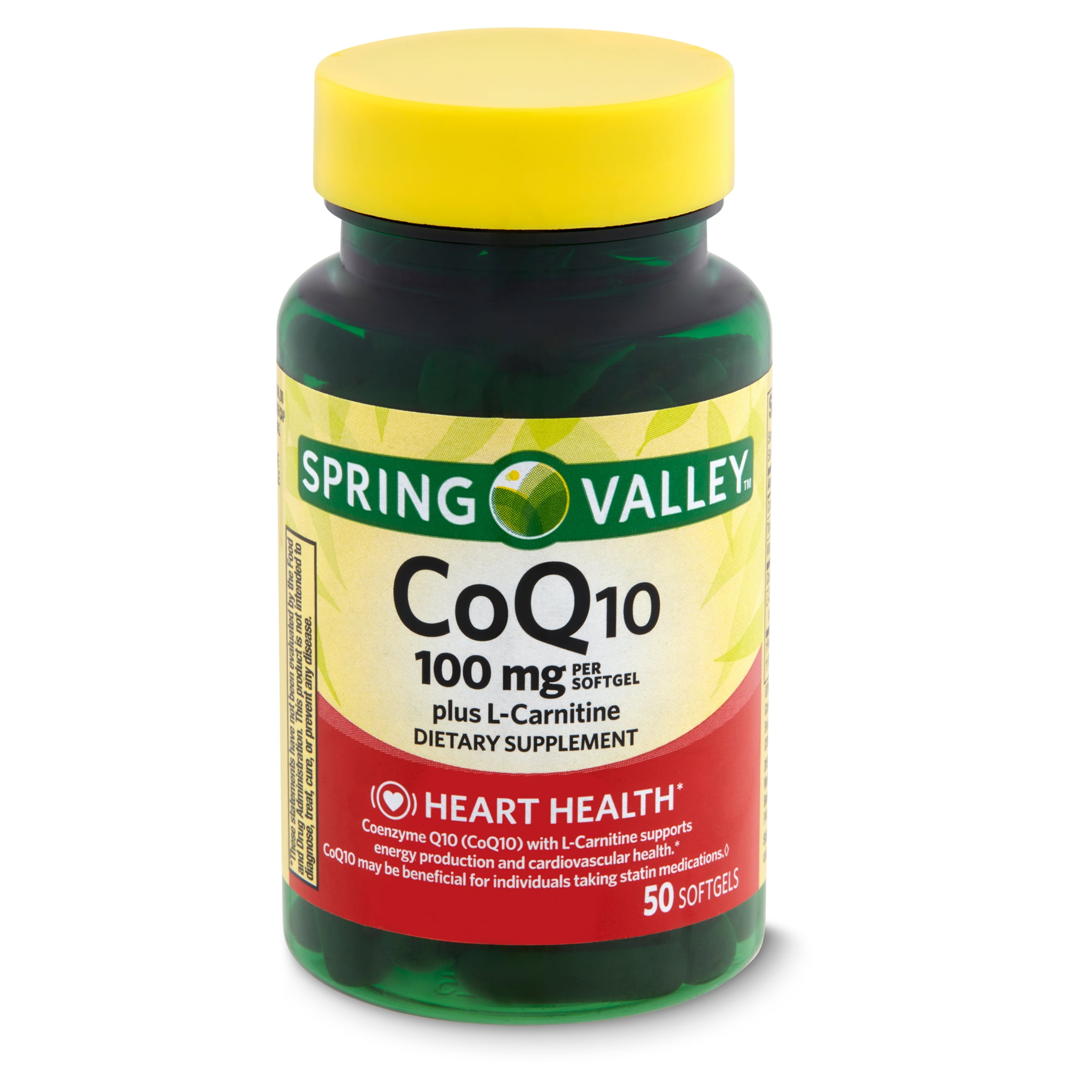 Spring Valley L Carnitine CoQ10 Amino Acid Supplements,2 Softgels Per Serving, 50 Ct