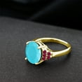 thumbnail image 4 of Gem Stone King 3.50 Ct Oval Green Turquoise Red Created Ruby 18K Yellow Gold Plated Silver Ring (Size 8), 4 of 4