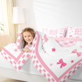 thumbnail image 3 of Manfei Teens Kawaii Grid Letter Monogrammed B Twin Comforter Sets 3-Piece,Kids Girls Cartoon Plaid Bowknot Bedding Set,Pink Reversible,Breathable Home Decor, 3 of 6