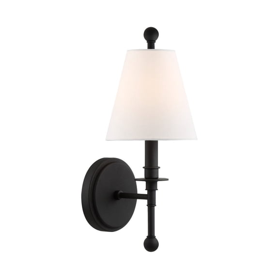 RIV-382-BF Crystorama Lighting Riverdale 1-Light Wall Sconce in Traditional Style including 2 Stem Styles - 6 Inches Wide by 14.5 Inches High-Black