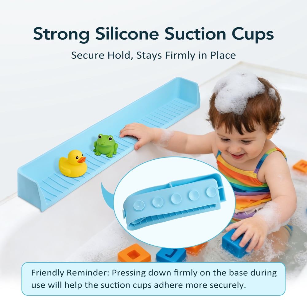 Bathtub Splash Guard for Tub Kids, Toddler Bath Toy Tray with 11 Suction Cups, No Spill Water Barrier, Prevents Mess, Fun Bathtime for Toddlers Baby