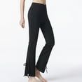 thumbnail image 3 of SWSMCLT Women's High Waisted Yoga Pants Flared Pants Bootcut Slit Split Trousers Long Casual Petite Black 12, 3 of 4