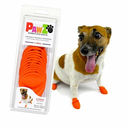 UPC: 0897515001024 | PawZ Rubber Dog Boots for Small Dogs 12pk X-Small Orange Dog Booties