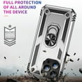 thumbnail image 2 of For iPhone 16 Plus Case ,Heavy Duty Shockproof Body Phone Cover Built in Metal Rotated Magnetic Ring Holder Kickstand,Dustproof,Anti-Scratch,Dual Layer Military-Grade Drop protection,Silver, 2 of 7