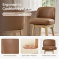 thumbnail image 4 of ReNest 26" Swivel Counter Height Bar Stools, Modern Upholstered Counter Stools with Back and Wood Legs for Kitchen Island & Home Bar, Saddle Brown Faux Leather, Set of 2, 4 of 13