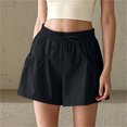thumbnail image 6 of IUYRTFE Women Solid Color Drawstring Waist Shorts with Pockets Casual Loose Summer Bottoms, 6 of 7