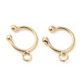 thumbnail image 2 of 10pairs Brass Cuff Ear Cuff Findings with Loop Long-Lasting Plated Ring Cadmium Free & Nickel Free & Lead Free Real 18K golden Plated 15x11.5x2.5mm Hole: 1.9mm, 2 of 3
