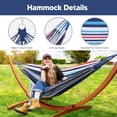 thumbnail image 5 of SUNCREAT Outdoor Hammock with Stand Included, Portable Hammock with 10 ft Wooden Stand, Blue Stripes, 5 of 8