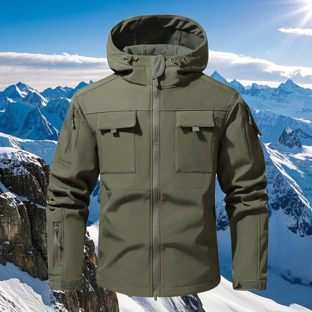 Veste d'Hiver Décontractée pour Hommes à Capuche à Manches Longues avec Fermeture Éclair pour Extérieur et Randonnée