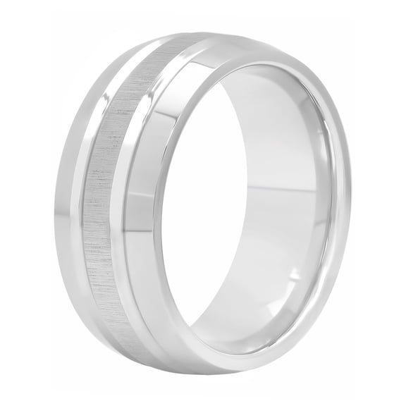 Men’s Gray Cobalt Domed Double Grooved Wedding Band - Mens Ring