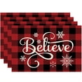 thumbnail image 5 of 2024 Placemat Christmas Linen Red Black Plaid rative Holiday Table Pad Seasonal Xmas r, 5 of 5