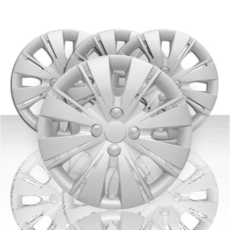 Set of 4 15" 8 Split Spoke Wheel Covers for 2012-2015 Toyota Yaris - Silver