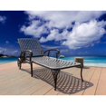 thumbnail image 2 of 3-Piece Aluminum Reclining Outdoor waterproof Chaise Lounge with Wheels And Table Bronze, 2 of 5