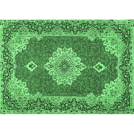 Ahgly Company Indoor Rectangle Medallion Emerald Green Traditional Area Rugs, 4' x 6'