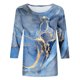 thumbnail image 4 of Camiseta holgada estampada a la moda para mujer, blusa de manga 3/4 de longitud media, Tops informales con cuello redondo Pompotops  FGAJ9243, 4 of 5