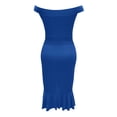 thumbnail image 4 of ZHOGXU Women's Dress Sleeveless Strapless Solid Color Ruffle Split Fashion Comfortable Elegant Slim Fit Dresses For Casual Daily Wear,Blue,Xl, 4 of 5