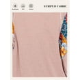 thumbnail image 6 of SHEWIN Womens Tops Spring Summer Boho Shirts Crew Neck Oversized Striped 3/4 Length Sleeve Patchwork Blouse Pink, 6 of 7