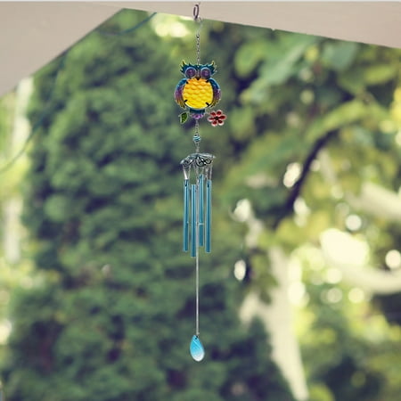 

〖TOTO〗Home Decor Wind Chimes Wrought Iron K Ingfisher Glass Painted Wind Chime Pendant Courtyard Balcony