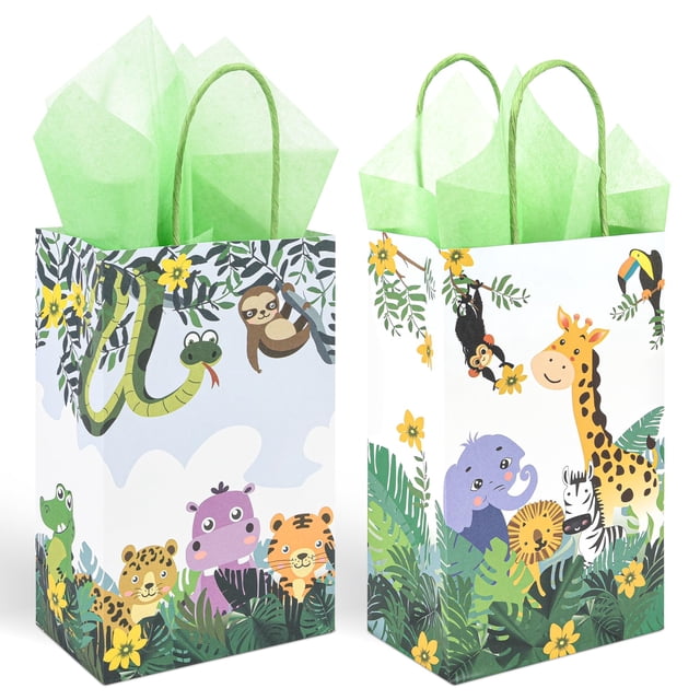 Bolsas de regalo para fiestas, paquete de 36 unidades, Jungle Safari, Woodland, con temática de animales
