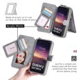 thumbnail image 6 of ELEHOLD for Samsung Galaxy S23 FE Multi-Functional Wallet Case,Large Capacity Purse Handbag with Card Slots Magnetic Detachable Leather Case Wrist Strap Zipper Wallet Shockproof Case,Gray, 6 of 8