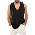 thumbnail image 2 of jsaierl Men's Casual Solid Tank Tops Summer V Neck Loose Sleeveless Shirts Big and Tall Muscle Fitness Sports Vest Blouse, 2 of 9
