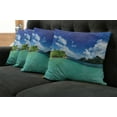 thumbnail image 5 of Ambesonne Landscape Throw Pillow Cover 4 Pack, Botanic Sea Mountain, 24", Turquoise Blue Green, 5 of 5