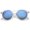 Clear / Blue Mirror, variant on sunglassLA Unisex Retro Translucent Frame Color Mirror Lens Round Horn Rimmed Sunglasses (Clear / Gold Mirror) - 50mm