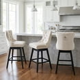 thumbnail image 5 of Fahomiss 26" Counter Height Swivel Bar Stools Set of 3, Beige Velvet Kitchen Island Chairs with Back, 5 of 9
