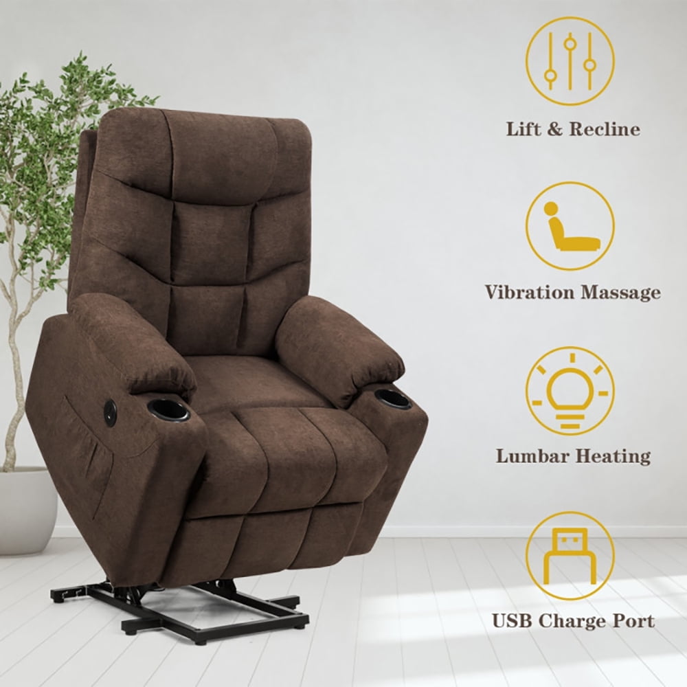 Finihen Massage Recliner Sofa, Electric Recliner Chair, Electric Power Lift Recliner Massage Sofa, for Living Room, Bedroom, Brown Finihen Massage Recliner Sofa, Electric Recliner Chair, Electric Power Lift Recliner Massage Sofa, for Living Room, Bedroom, Brown