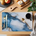 thumbnail image 2 of Blue Marble Placemats Set of 6, Modern Gray Golden Abstract Gradient Art Placemats for Dining Table, Place Mats for Kitchen Tabletop, Waterproof Wipeable Dining Table Mats Set, 2 of 9
