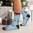 thumbnail image 7 of KLL Red Funny Crab on Blue Stripe Print Cool Socks Men's Women's Crew Socks Funny Crazy Novelty Stockings, 7 of 7