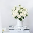 thumbnail image 6 of 5 Bunches Roses Artificial Flowers, Fake Roses Silk Hydrangea Flower Bouquet, for Wedding Party Table Centerpieces Floral Arrangement Home Kitchen Decor (White), 6 of 7