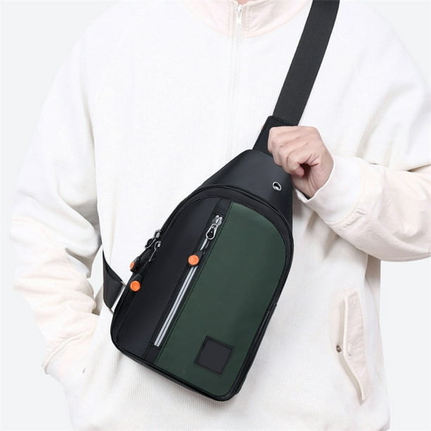 Bolso bandolera pequeño tipo bandolera para el pecho, bandolera de hombro, bandolera de viaje para hombres, mujeres y niños, con orificio para auriculares, bandolera Oxford.
