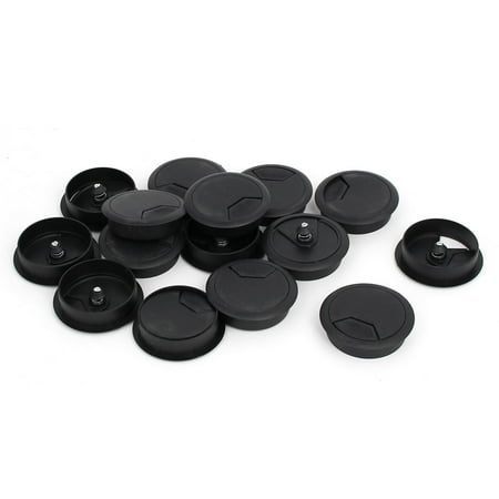 - Computer Desk Plastic Round Grommet Wire Cable Hole Covers Black 50mm Dia 15pcs