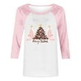 thumbnail image 4 of Craaazy Women's Christmas Shirts Round Neck 3/4 Sleeve T-shirt Funny Snowman Santa Hat Printed Xmas Tops Gifts, 4 of 4