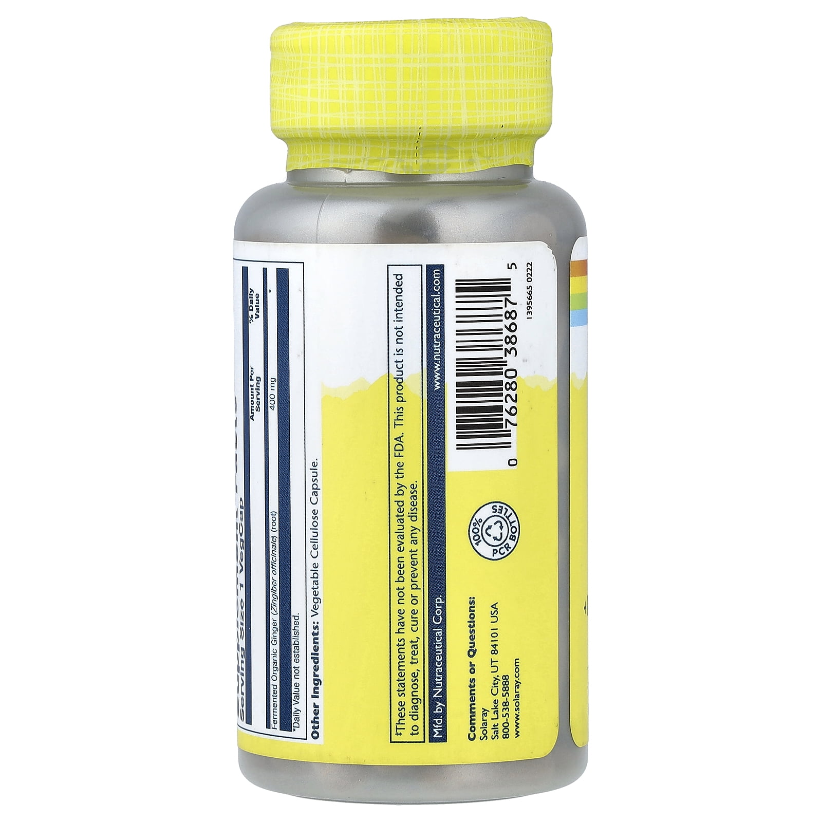 Solaray Fermented Ginger Root 400mg | 100 VegCaps