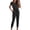 Black, variant on Lilgiuy Women's Jumpsuit Solid Color Round Neck Short-sleeved Trousers With Pockets Jumpsuit Black 8(L) Winter Clothes for 2022