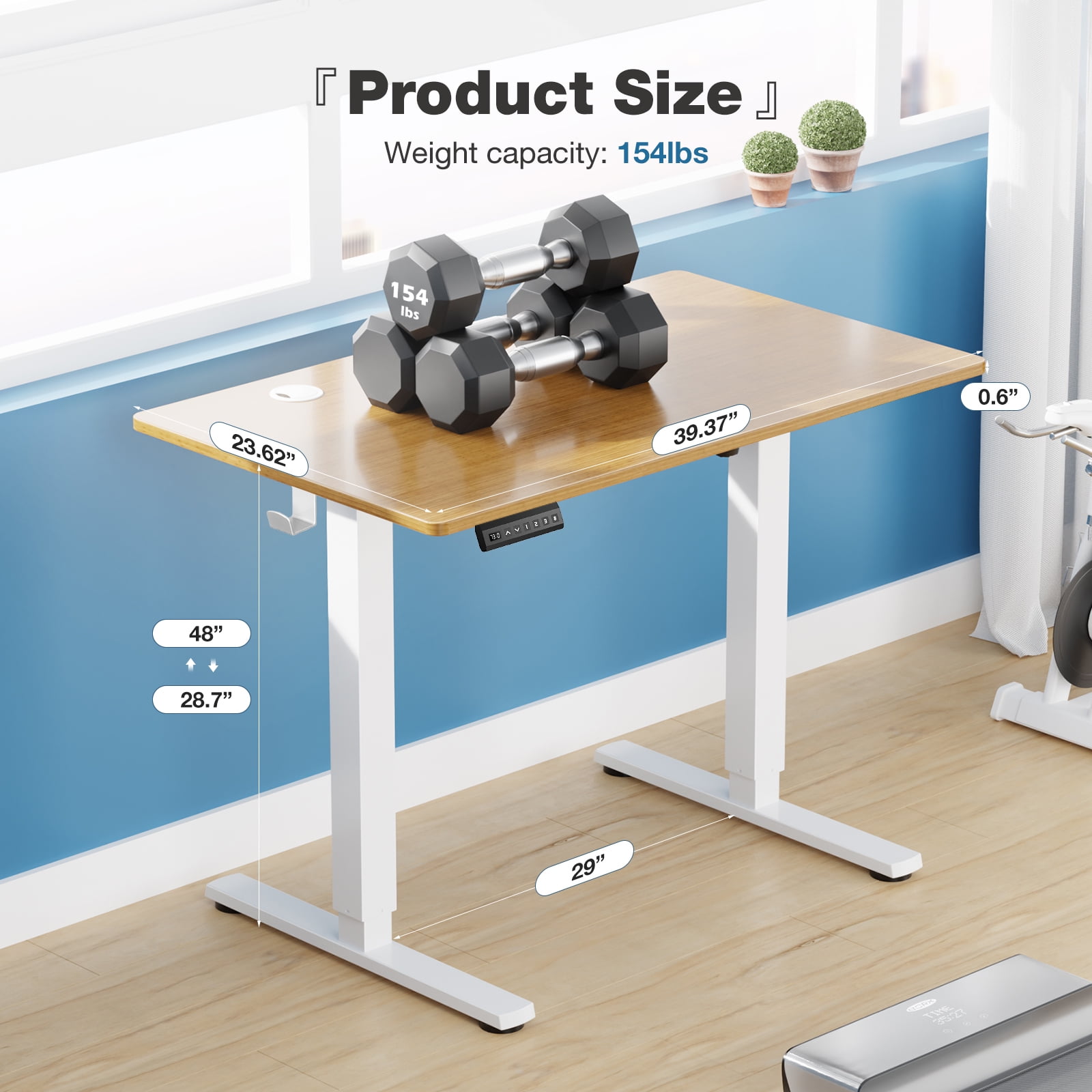 edx Electric Standing Desk, Height Adjustable Desk, 40 x 24 Inches Ergonomic Stand up Desk with Memory Preset for Home Office, Natural
