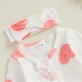 thumbnail image 5 of Okbabeha Okbabeha Newborn Baby Girl Valentine's Day Long Sleeve Footed Romper Solid Jumpsuit with Headband, 5 of 7