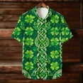 thumbnail image 6 of St. Patricks Day Shirts for Men Short Sleeve Summer Tops Shamrock Graphic T-Shirt Button Down Collared Blouse Casual Hawaiian Shirts, 6 of 8