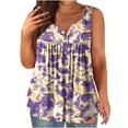 thumbnail image 2 of LEBONYARD Summer Womens Tank Tops,blouses for women plus size,Womens Tank Summer Printed Sleeveless Flared Trendy Casual Blouse Button Tunic Shirt Tops Purple XL, 2 of 5